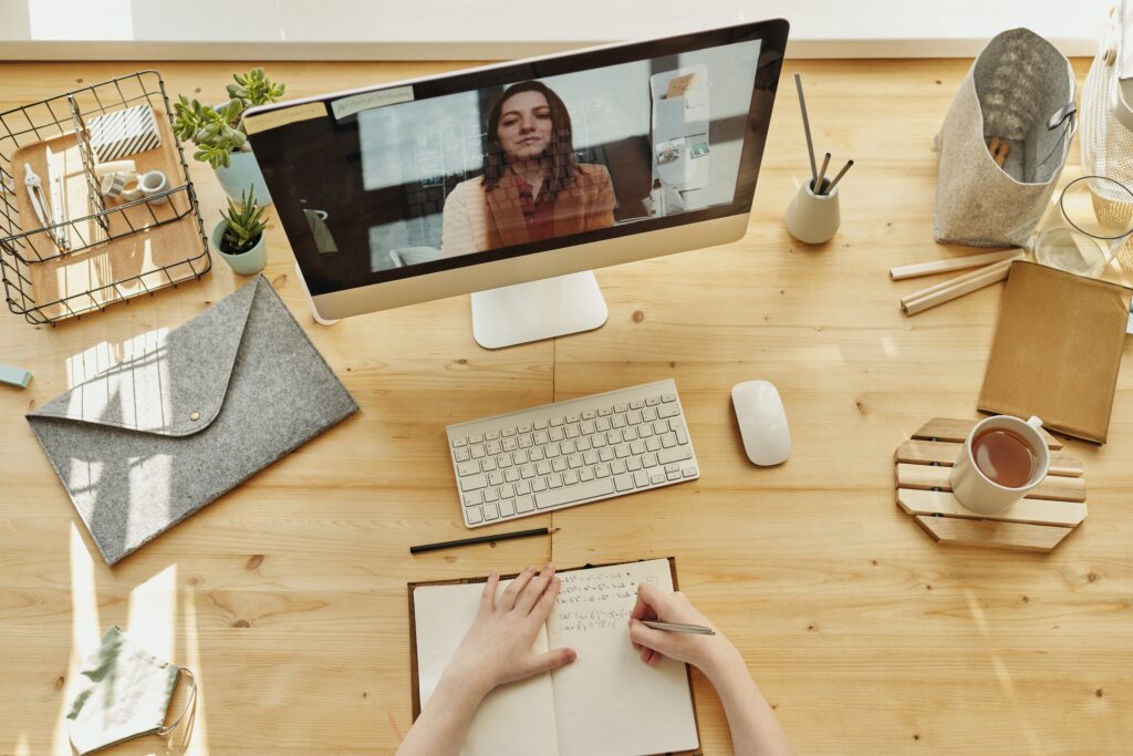 Person studying using online learning